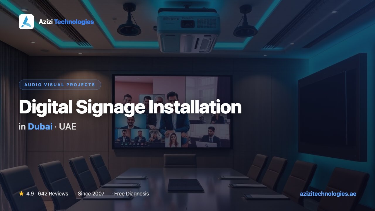 Digital Signage Installation in Dubai - Audio Visual Projects specialist at Azizi Technologies, 4.9★ rated