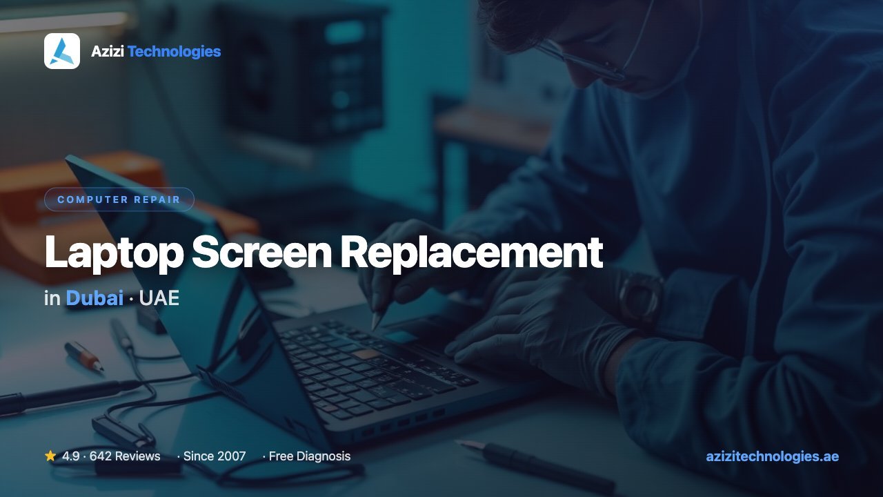Laptop Screen Replacement in Dubai - Computer Repair specialist at Azizi Technologies, 4.9★ rated