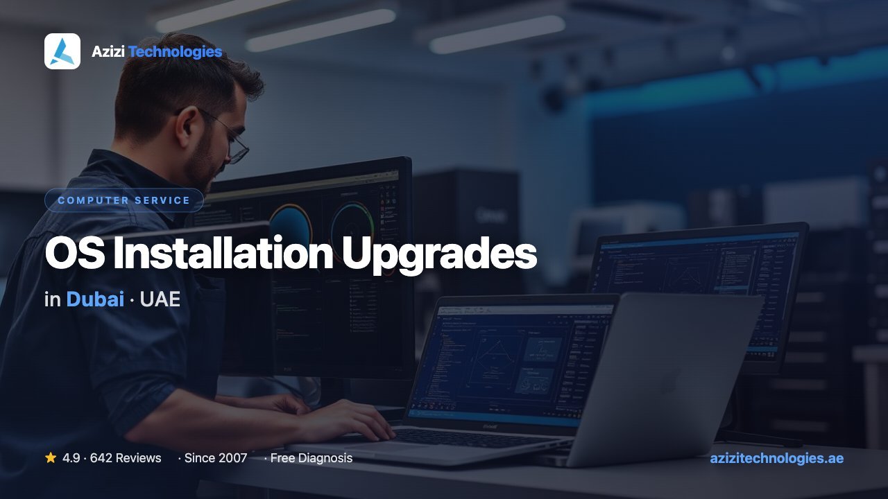 OS Installation Upgrades in Dubai - Computer specialist at Azizi Technologies, 4.9★ rated