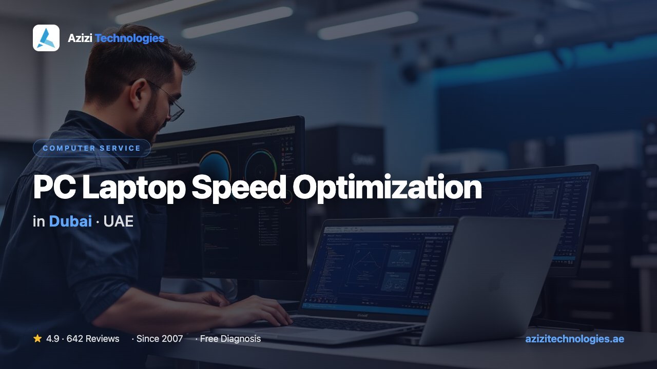 PC Laptop Speed Optimization in Dubai - Computer specialist at Azizi Technologies, 4.9★ rated