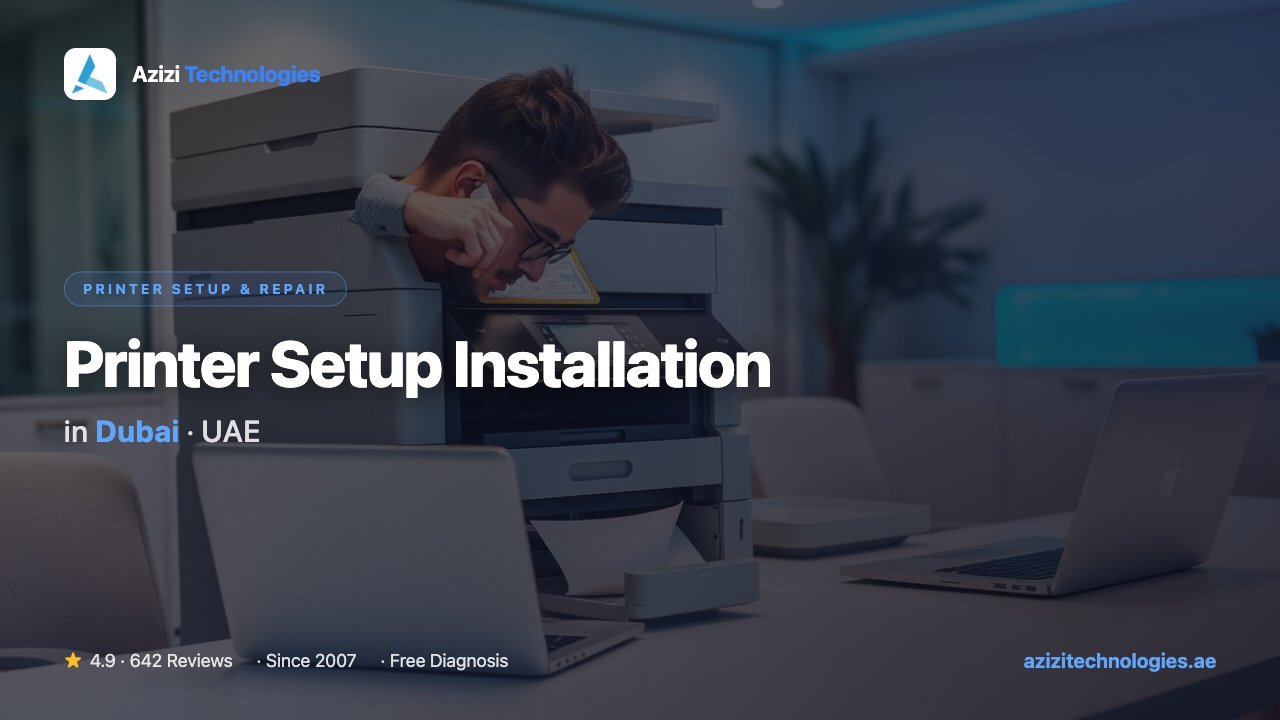 Printer Setup Installation in Dubai - Printer Setup & Repair specialist at Azizi Technologies, 4.9★ rated