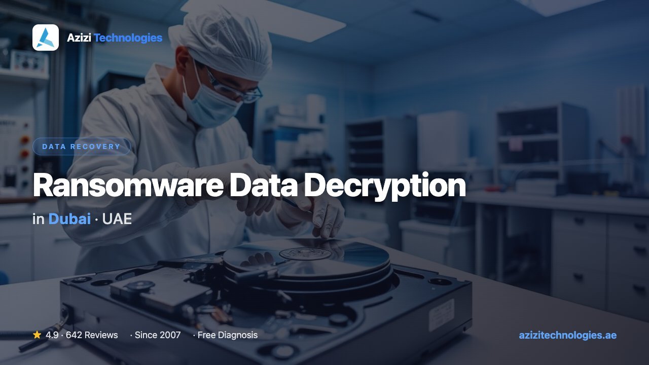 Ransomware Data Decryption in Dubai - Data Recovery specialist at Azizi Technologies, 4.9★ rated