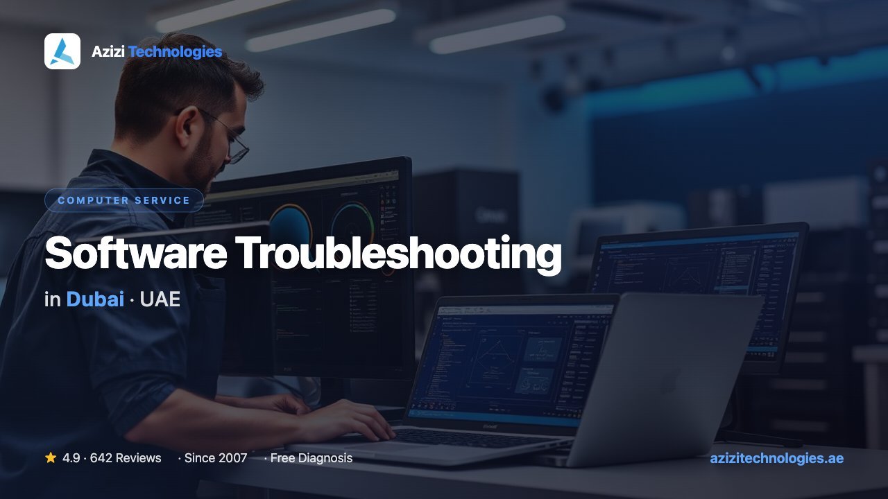 Software Troubleshooting in Dubai - Computer specialist at Azizi Technologies, 4.9★ rated