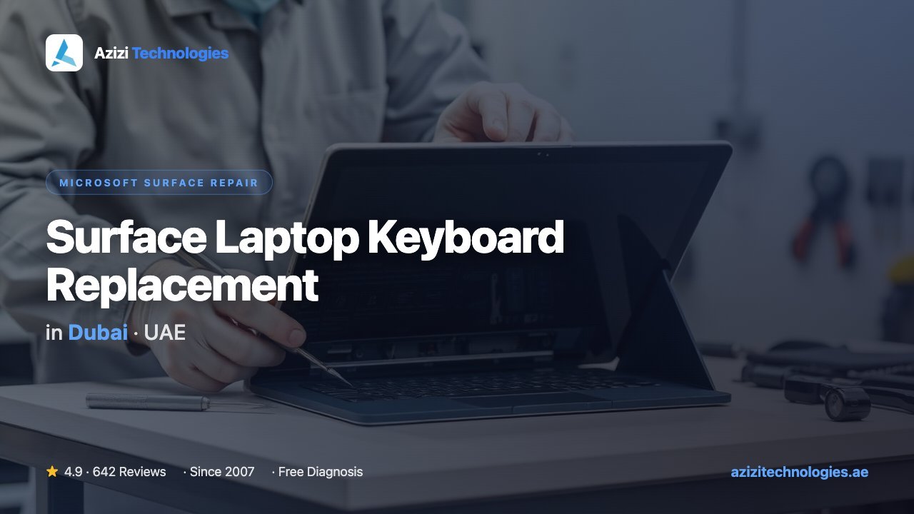 Surface Laptop Keyboard Replacement in Dubai - Microsoft Surface Repair specialist at Azizi Technologies, 4.9★ rated
