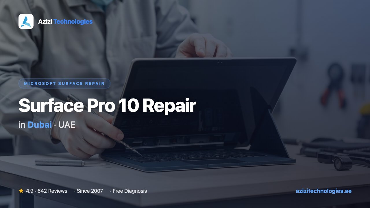 Surface Pro 10 Repair in Dubai - Microsoft Surface Repair specialist at Azizi Technologies, 4.9★ rated