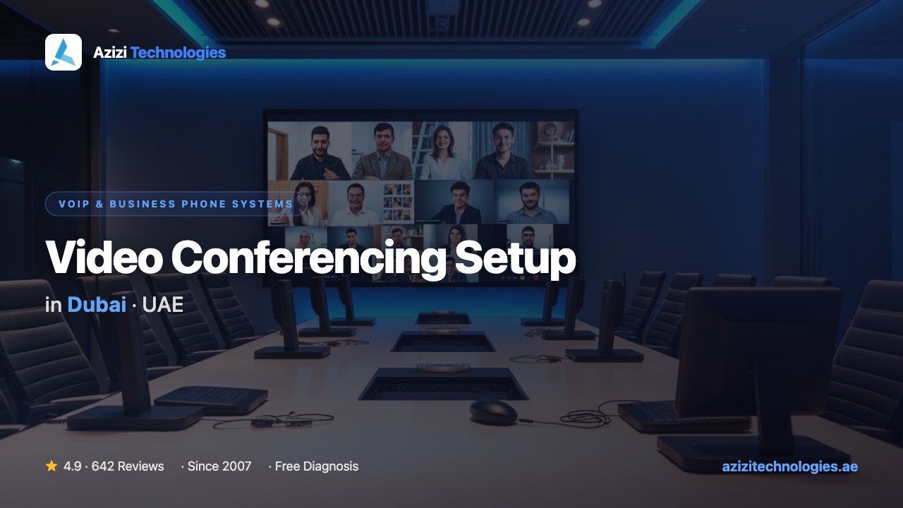 Video Conferencing Setup in Dubai - VoIP & Business Phone Systems specialist at Azizi Technologies, 4.9★ rated