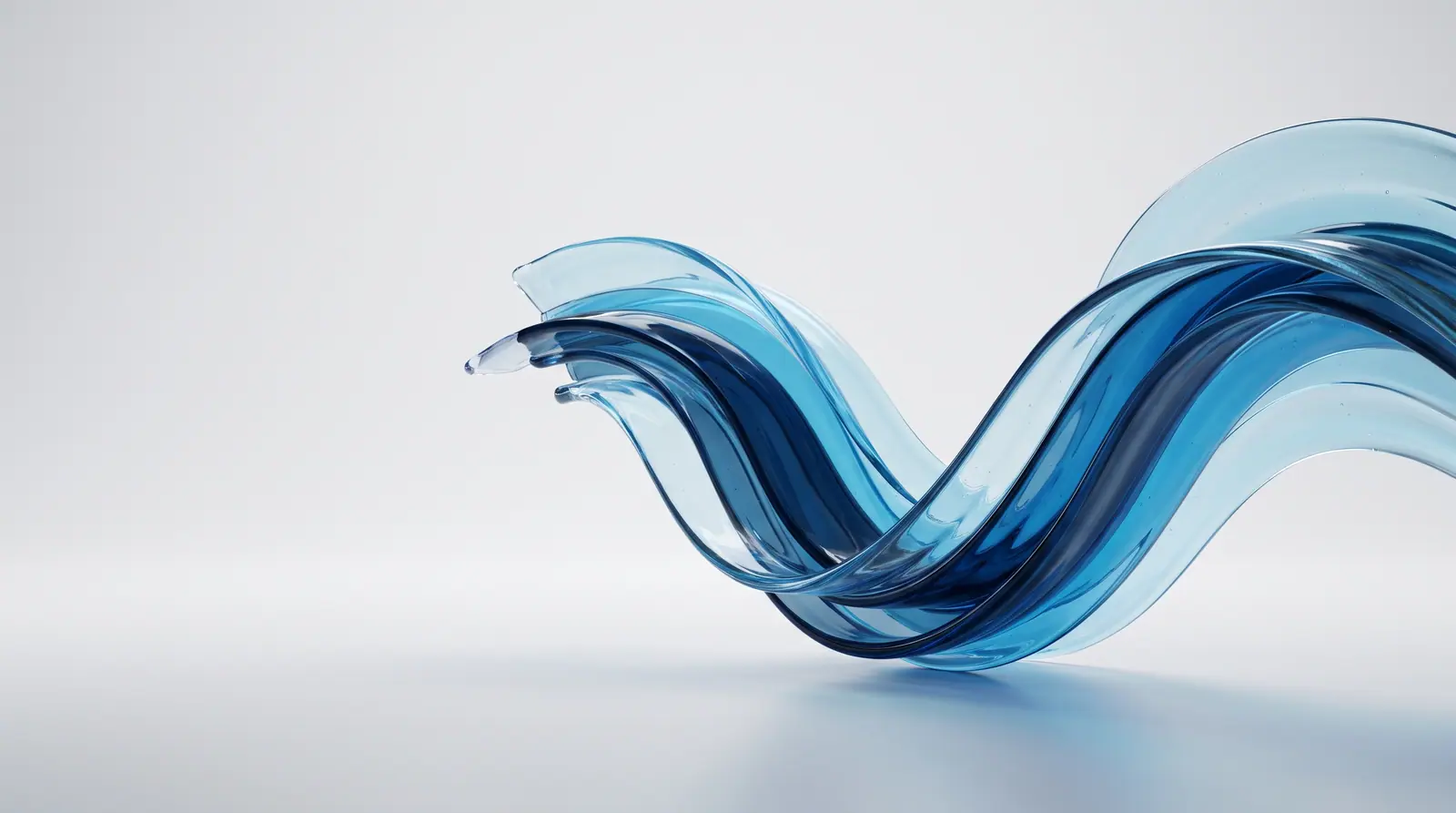 Blue glass artwork behind the page title