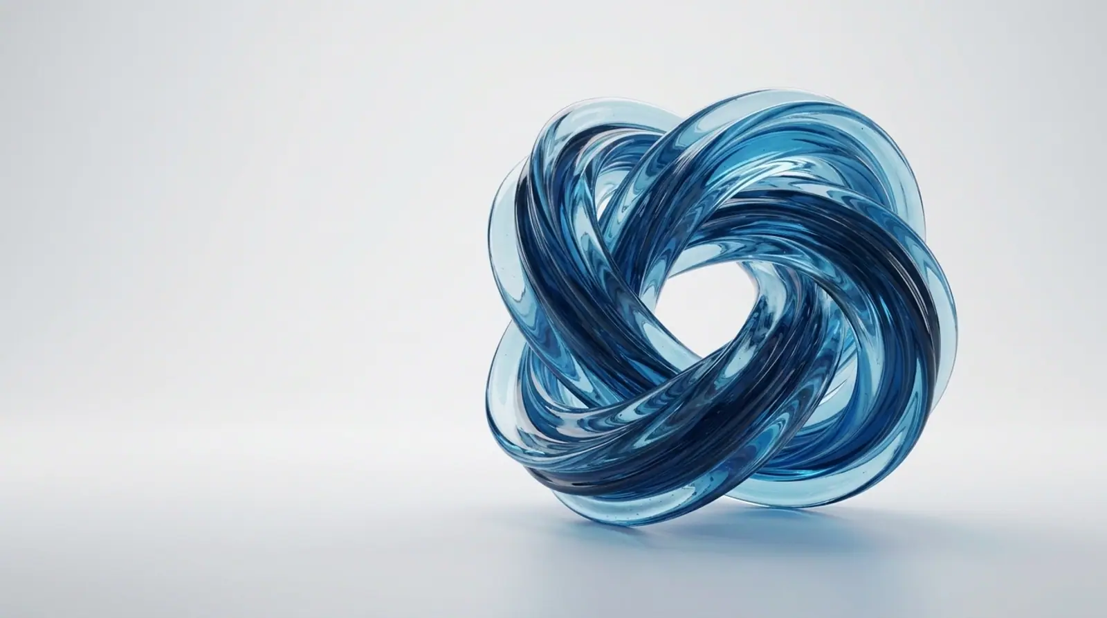 Blue glass artwork behind the page title