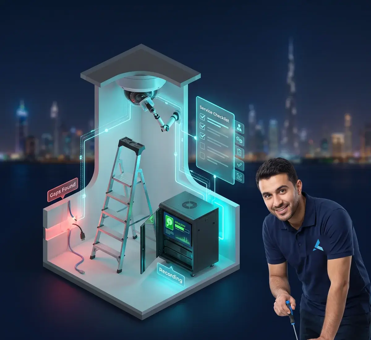 CCTV AMC in Dubai - Security System Installation specialist at Azizi Technologies, 4.9★ rated