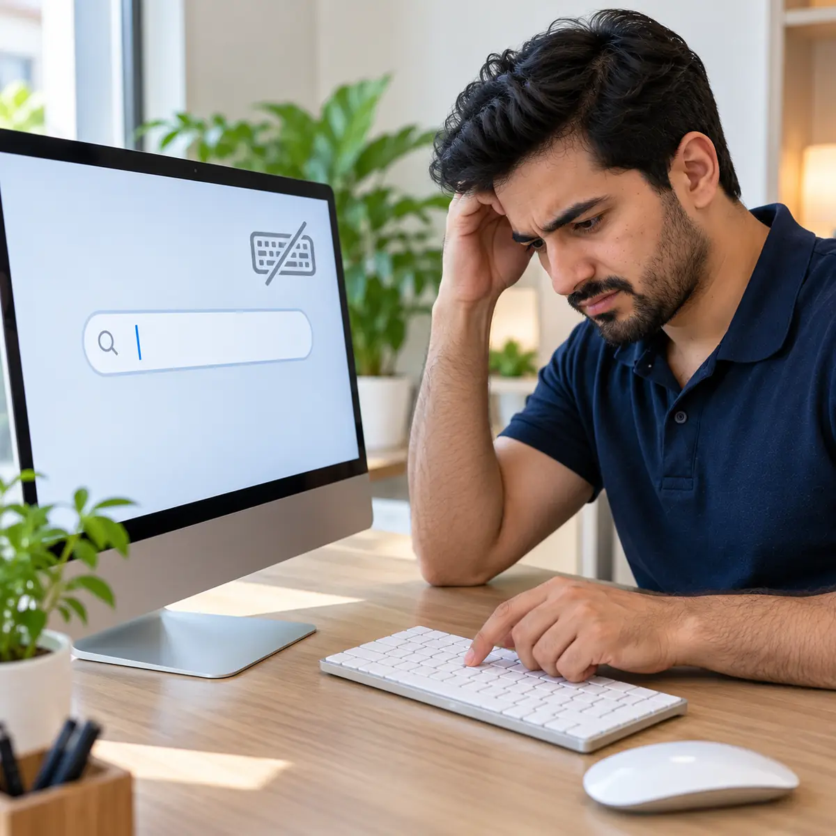Mac owner puzzled as his wireless keyboard suddenly stops typing into an empty search field