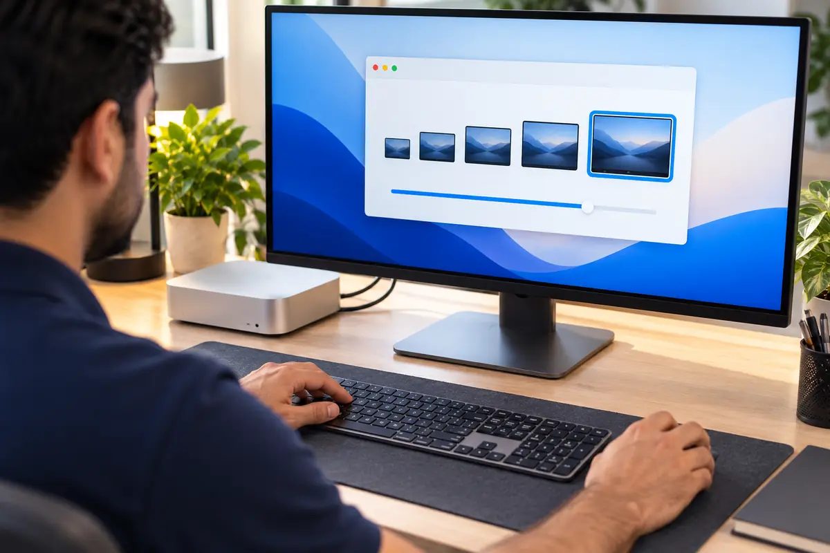 Choosing a sharper scaled resolution for a 4K monitor on a Mac mini M4 Pro