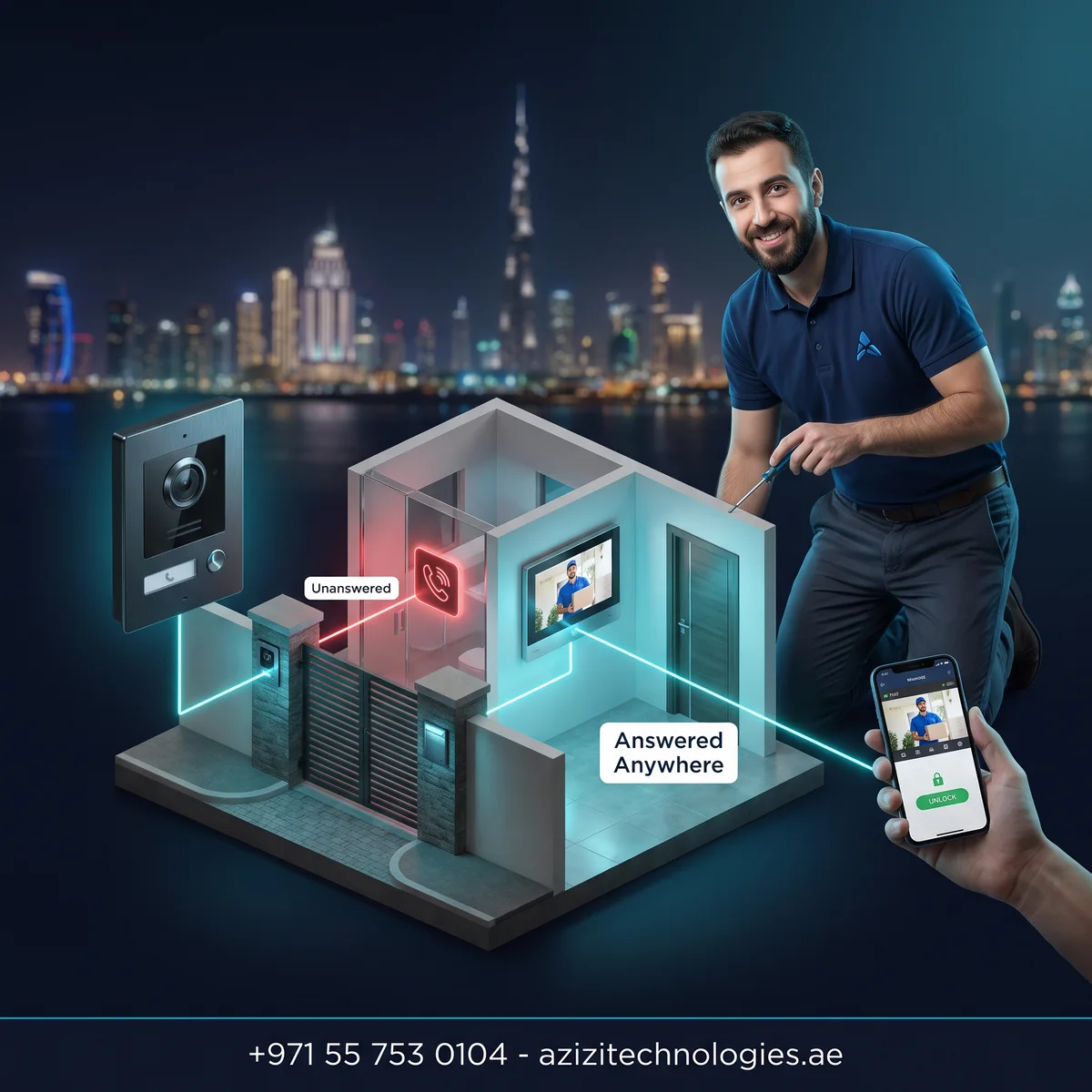 Video Door Phone in Dubai - Security System Installation specialist at Azizi Technologies, 4.9★ rated Video Door Phone in Dubai - Security System Installation specialist at Azizi Technologies, 4.9★ rated